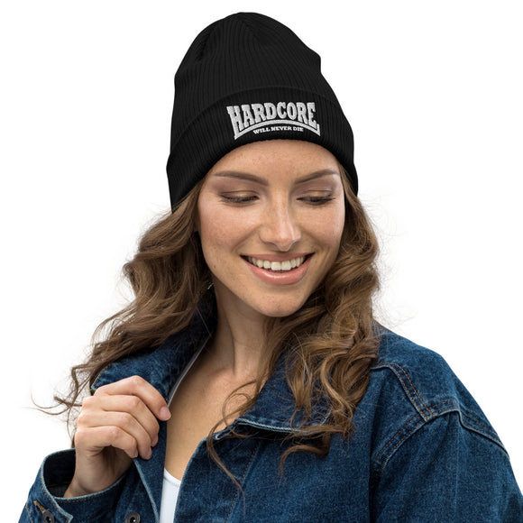 HARDCORE Will Never Die Organic ribbed beanie