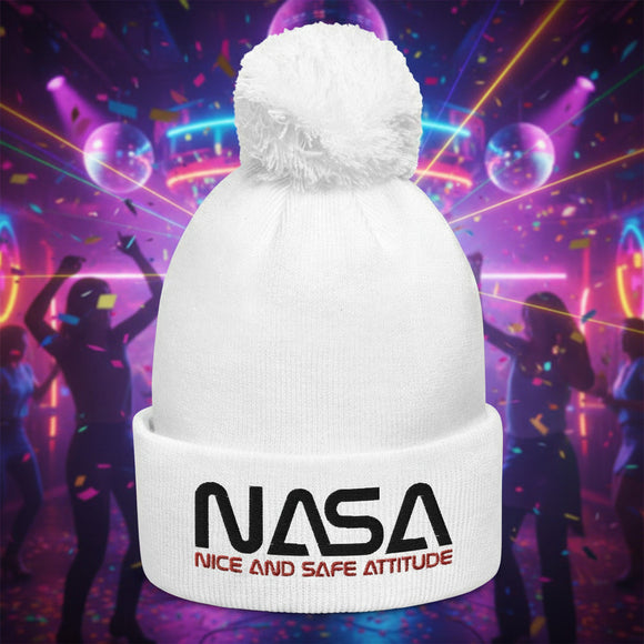 NASA Nice and Safe Attitude Pom Pom Beanie