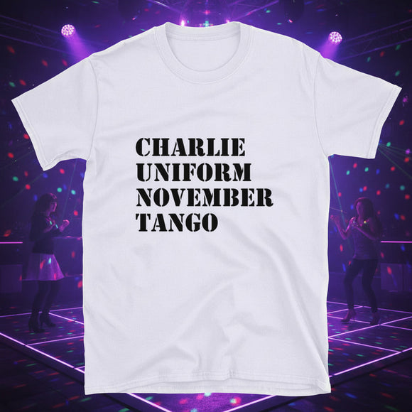 CHARLIE UNIFORM NOVEMBER TANGO T-shirt unisexe à manches courtes (logo noir)