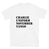 CHARLIE UNIFORM NOVEMBER TANGO T-shirt unisexe à manches courtes (logo noir)