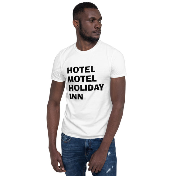 Hotel Motel Holiday Inn Short-Sleeve Unisex T-Shirt (Black logo)