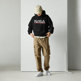 Sudadera con capucha unisex de actitud agradable y segura de la NASA (logotipo blanco/rojo)