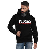 Sudadera con capucha unisex de actitud agradable y segura de la NASA (logotipo blanco/rojo)