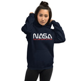 Sudadera con capucha unisex de actitud agradable y segura de la NASA (logotipo blanco/rojo)