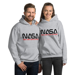 Sudadera con capucha unisex de actitud agradable y segura de la NASA (logotipo negro/rojo)